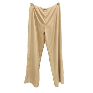 VTG Ann Taylor 100 Silk Wide Leg Pants-Lined-Neutral Tan-Side Zip-Professional 6